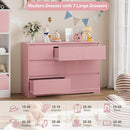 Dresser for Bedroom, Modern Pink Dresser, Wood Chest of Drawers Nursery Dressers, with Storage, 7 Drawer Double with Handle Free, Large Storage Organizer for Living Room,Pink by TinyTreasures Baby Boutique