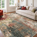 Washable Area Rugs 7'x9' Non-Slip Modern Abstract Soft for Living Room Entryway Bedroom Nursery, Print Pattern, Brown Rust Red Multi by TinyTreasures Baby Boutique