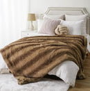 BATTILO HOME Luxury Camel Faux Fur Throw Blanket, Soft Cozy Warm Mink Fur Blanket for Bed, Home Decor, Large Striped Fur Blankets and Throws Faux, 60"x80" by CozyNest Decor