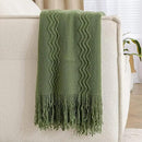 MIULEE Moss Green Knitted Throw Blanket for Couch Textured Knit Blanket with Tassels Cozy Woven Bed Blanket for Sofa Bed Chair Wave Pattern Spring Home Decor for All Seasons 50"x60" by CozyNest Decor