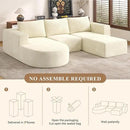 Modular Sectional Sofa with L-Shape Chaise,Cloud Sectional Modern Sleeper Couch with Deep Seat,Sponge Compression Sofas No Assembly Required (Beige-Corduroy Fabric) 1pcs by CozyNest Decor