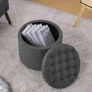 Furniliving 18.7inch Storage Round Ottoman, Footstools with Hidden Storage with Removable Lid, Stylish Button Tufted Design Ottoman Foot Stools for Living Room, Bedroom，Darkgrey by CozyNest Decor