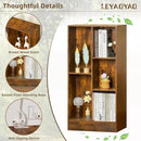 LEYAOYAO 5 Cube Mid-Century Modern Brown Wood Bookcase, 3 Tier Storage Organizer Shelf, Rustic Display Cabinet for Bedroom, Living Room, Office by CozyNest Decor