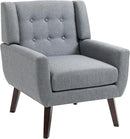 UIXE Accent Chair, Modern Upholstered Armchair in Fabric for Living Room, Comfy Club Arm Chairs Single Sofa Button Tufted Bedroom Reading Seat - Gray, Set of 4 by CozyNest Decor