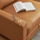 L Shape Modular Sofa, Faux Leather Sectional, 98'' 4 Seater Couch, Mid Century Modern Decor Couch, Office Sectional Sofa Bed, for House, Apartment, Living Room, Tan by CozyNest Decor