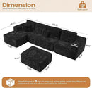 Cloud Sectional Couches for Living Room,U Shaped Modular Sofas No Assembly,133x68 Inches Plush Corduroy Oversized Floor Couch Set with Deep Seat Chaise,Black by CozyNest Decor