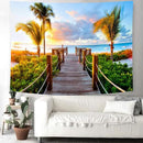Delur Beach Sunset Tapestry Tropical Seaside Palm Tree Coastal Tapestry Wall Hanging Sunrise Nature Landscape Scenic Psychedelic Headboard for Bedroom Living Room Home Decor (70.8" x 92.5") by CozyNest Decor