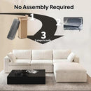 118" L Shaped Modern Sofa Modular Sectional Cloud Couch with Ottoman,Deep Seat Upholstered Couches with Plush Corduroy Fabric for Living Room Furniture,Bedroom and Apartment,No Assembly Required,White by CozyNest Decor