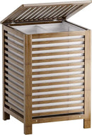 SMIBUY Double Laundry Hamper with Lid, 120L Bamboo Laundry Basket with Removable Liner Bag, 2-Section Clothes Divider Laundry Sorter for Laundry Room, Bathroom, Bedroom (Walnut) by CozyNest Decor
