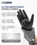 LANON Gardening Gloves for Men Women, 2 Pairs Nitrile Coated Garden Gloves with Grip, Breathable B.COMB AIR Technique, Dusty Olive & Bluebird, Large by GreenHaven Gardens