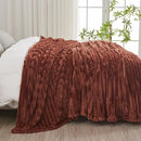 NEWCOSPLAY Super Soft King Blanket Coffee Premium Silky Flannel Fleece 3D Ribbed Jacquard Lightweight Bed Blanket All Season Use (Coffee Ribbed, King(90"x110")) by CozyNest Decor