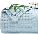 PHF Cooling Waffle Blanket King Size, Lightweight 60% Rayon Derived from Bamboo & 40% Cotton Breathable Blanket for Hot Sleepers, Soft and Luxury for Bed Couch and Sofa,104"x90",Sky Blue by CozyNest Decor