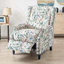 UIXE Floral Pushback Recliner Chair, Fabric Upholstered Armchair Push Back Accent Chair for Living Room, Rivet Trim Club Chair Home Theater Single Sofa Reading Seat - Bird by CozyNest Decor