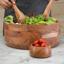 Luxe Designs 12" Wooden Salad Bowl Set with Serving Utensils Eco-Friendly, Multipurpose Mixing & Serving Bowl for Salads, Pasta, Fruits & More – Durable & Stylish Kitchen Essential by CozyNest Decor