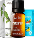 Gya Labs Petitgrain Essential Oil for Skin - 0.34 Fl Oz - 100% Pure Natural Petitgrain Oil for Diffuser, Hair, Aromatherapy, Massage & Candle Making Scent by CozyNest Decor