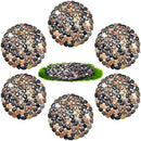 10in River Rock Stepping Stones Set - 6 Pack | Polished Pebble | Long-Lasting PVC Mesh Backing | Perfect for Garden Paths and Lawns Outdoor Landscaping Decoration | Mixed Circle by GreenHaven Gardens