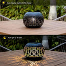 Solar Table Light Outdoor Waterproof- Solar Powered LED Lamp Hollowed-Out Black Peacock Feather Metal Desktop Decorative Lantern for Indoor Desk Bedroom Patio Garden Pathway Yard by GreenHaven Gardens