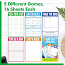 Road Trip Game Pad, 80 Tear-Off Sheets 5 Classic Games in 1 Pad, Dots & Boxes, Tic-tac-Toe, Categories, Plane Travel, Car Trip Activity, Pen Pencil & Paper Game for Kids, Adults (4” x 6”) by TinyTreasures Baby Boutique