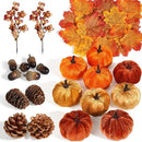Artmag 51 PCS Artificial Fabric Pumpkins, Fall Harvest Decorations with Acorns, Pinecones, Berries, Maple Leaves for Fall Thansgiving Halloween Decoration by CozyNest Decor
