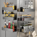 6 Pack Magnetic Spice Rack for Refrigerator, Black Magnetic Shelf for Kitchen Organizer and Storage, Mini Organizers for Oven and Fridge with 6 Hooks by CozyNest Decor