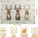 Christmas Reindeer Snowflakes Placemats Set of 4 Xmas Cute Elk Deer Place Mats 12x18 Seasonal Winter Holiday Farmhouse Linen Table Mats for Party Kitchen Dining Outdoor Indoor Decor by CozyNest Decor
