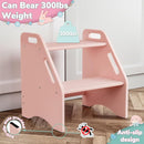 AMBIRD Wooden Kids Step Stool, 15.75'' H Potty Training Toddler 300 lbs Capacity with Safety Non-Slip Pads and Handles, Kitchen Step Stools for Kids, Bamboo Step Stool for Bathroom, High Beds (Pink) by TinyTreasures Baby Boutique