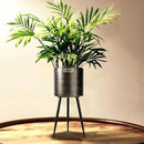 Harvest Land Plant Pots with Stand, Set of 2 Large Modern Planters Metal Tall Handmade Flower Pots with Drainage Holes Indoor Outdoor,Black by CozyNest Decor