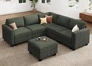 HONBAY Corduroy Modular Sectional Couch with Storage L-Shaped Sectional Couches for Living Room 6 Seater Modular Sofa, Green by CozyNest Decor