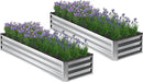 2PCS 8x2x1FT Galvanized Raised Garden Bed,Planter Raised Beds-Metal Garden Box,Large Plant for Outdoor Planting, Vegetables Bed,Flower,Herb-Sliver by GreenHaven Gardens