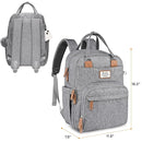 RUVALINO Diaper Bag Backpack-Multifunction Travel Baby Diaper Bag with Changing Pad, Insulated Bottle Holders & Pacifier Case, Large Capacity, Waterproof, Gray by TinyTreasures Baby Boutique