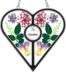 KY&BOSAM Heart Suncatcher Grandma Stained Glass for Windows Hangings Ornament Wind Chimes with Pressed Real Flower Heart Embedded in Glass Birthday Gifts for Women Grandma Mother`s Day Christmas Decor by GreenHaven Gardens