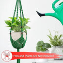 USLAI Macrame Handmade Basket Plant Hanger (2-Pack), for 3-8 Inch Pots, Indoor Outdoor Strong Hanging Planter Flower Pot Holder with Beads and Tassels, Boho Home Decor (POTS NOT Included) (Green) by GreenHaven Gardens