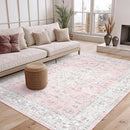 LIVEBOX Pink 5x7 Area Rug for Bedroom Girls, Boho Washable Rugs for Living Room Nursery, Non-Slip Indoor Soft Carpet Low-Pile Farmhouse Carpets for Dining Room Kids Playroom, Pink by TinyTreasures Baby Boutique