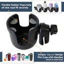W4W Universal Stroller Cup Holder – Mega Strength Adjustable Clamp fits on Any Bike, Walker, Wheel Chair, Car – Large Adjustable Drink Holder fits Any Size Cup, Water Bottle, Can etc. by TinyTreasures Baby Boutique