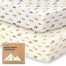 KeaBabies 2-Pack Organic Crib Sheets for Boys, Girls - 52x28 Fitted Crib Mattress Sheet Neutral, Breathable Jersey Cotton Cover for Baby Bed, Toddler Mattress, Soft & Cute Prints (Construction) by TinyTreasures Baby Boutique