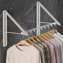Dr.DJ Clothes Drying Rack with Rod, Wall-Mounted Retractable & Foldable Clothes Hanger for Laundry Room Organization and Storage, Metal Clothes Hanger Rack for Dorm, Closet, Balcony 2Rack,1Rod White by CozyNest Decor