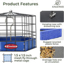 Kingsyard Squirrel Proof Platform Bird Feeder for Outdoor Hanging, Caged Bird Feeder for Bluebird Mealworm, Recycled Plastic Feeding Platform with Metal Mesh Tray, Special for Small Birds, Blue by GreenHaven Gardens