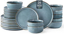GBHOME Ceramic Dinnerware Sets for 8, 24 Pieces Stoneware Plates and Bowls Sets, Scratch Resistant Dishes, Dishwasher & Microwave Safe, Reactive Glaze-Space by CozyNest Decor