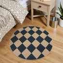 Lahome Checkered Round Rug 3ft, Circle Indoor Outdoor Entryway Patio Rug Washable Easy Jute Rug, Farmhouse Non Slip Small Round Rugs for Bedroom Porch Living Room Decor by CozyNest Decor