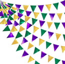 Mardi Gras Party Decorations Purple Green and Gold Metallic Fabric Triangle Pennant Banner Flag Hanging Bunting Garland for Birthday Wedding Baby Shower Bridal Shower Holiday Masquerade Party Supplies by GreenHaven Gardens