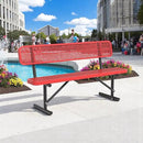 Heavy Duty Park Bench with Back Portable Frame, Outdoor Steel Bench with Backrest, Red Metal Bench Seat Expanded Metal Mesh Bench for Lawn, Park, Deck, Garden, Patio, Porch, Black (Red, 6FT) by GreenHaven Gardens