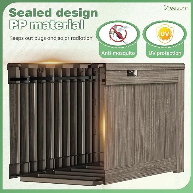 Greesum 120 Gallon Outdoor Storage Box with Lock - Large Resin Deck Box, Reinforced Lid for Garden, Patio, Lawn, Coffee, photo 6 of 7