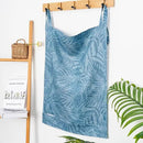 Linen Hanging Laundry Bag, 100% Linen Leaf Print Over The Door Laundry Hamper with Buttons and Zipper, Space Saving Door Hampers for Laundry Dirty Clothes Home Travel, Blue, 19.7x27.5inches by CozyNest Decor