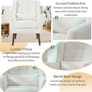 Accent Chair Set of 2, Upholstered Armchair with Pillow, Teddy Single Sofa with Lounge Seat and Wood Legs for Living Room Small Spaces by CozyNest Decor
