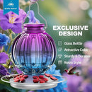 Glass Hummingbird Feeder for Outdoors Hanging, 26Oz Bird Nectar Feeder with Perch & 5 Flower Feeding Ports, Leak Proof for Outside Garden Decor Backyard, Gifts for Women Mom, Purple Blue by GreenHaven Gardens