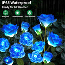 Solar Garden Lights, Solar Outdoor Lights with More Realistic 10 Rose Waterproof Solar Powered Flowers Lights for Outside Patio Yard Pathway Decorations, 2 Pack, Blue by GreenHaven Gardens