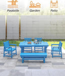 HDPE Outdoor Bench, 55" Patio Bench Outdoor Furniture, Poly Lumber Adirondack Benches, All Weather HDPE Patio Garden Backless Benches for Park, Poolside, Deck, Porch, Sky Blue by CozyNest Decor