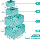Woven Storage Baskets, Storage Bins, Cube Basket Container Baskets Storage Boxes Organizers for Clothes /Shelves/ Closet, Set of 6 (Aqua) by TinyTreasures Baby Boutique
