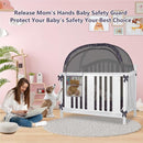 Baby Safety Crib Tent Infant Pop up Mosquito Net Nursery Bed Canopy Netting Cover - Keep Baby from Climbing Out with Hanging Diaper Storage Bag (Dark Gray) by TinyTreasures Baby Boutique
