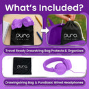 Puro Sound Labs PuroBasic Wired Headphones for Kids - Volume-Limiting & Adjustable with Microphone – Compatible with Smartphones, Tablets, PCs, and More – Safe, Durable Headphones for Kids – Purple by TinyTreasures Baby Boutique